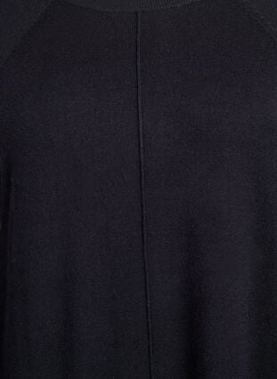 Zizzi Kort strikkekjole med raglanermer og en midtsøm, Svart, Packshot image number 2