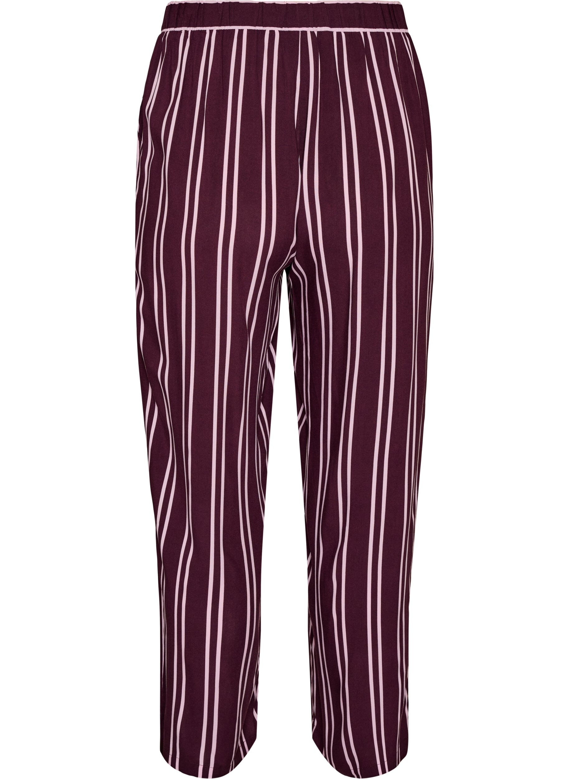 ZizziLoose fit nattbukser med striper, M&oslash;rk Bordeaux, Packshot image number 1