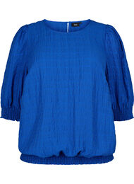 Smockbluse med lyocell (TENCEL), Strong Blue