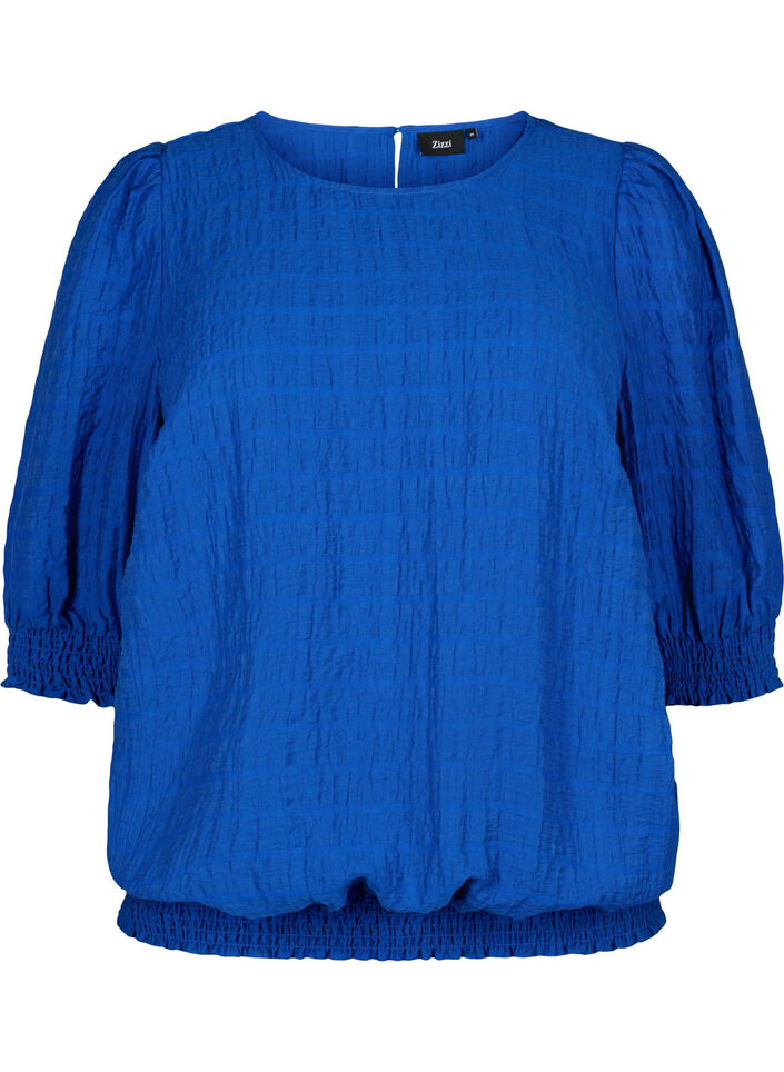 Smockbluse med lyocell (TENCEL), Strong Blue, Packshot image number 0