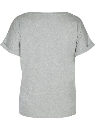 Kortermet T-skjorte med ton-i-ton mønster, Light Grey Melange, Packshot image number 1