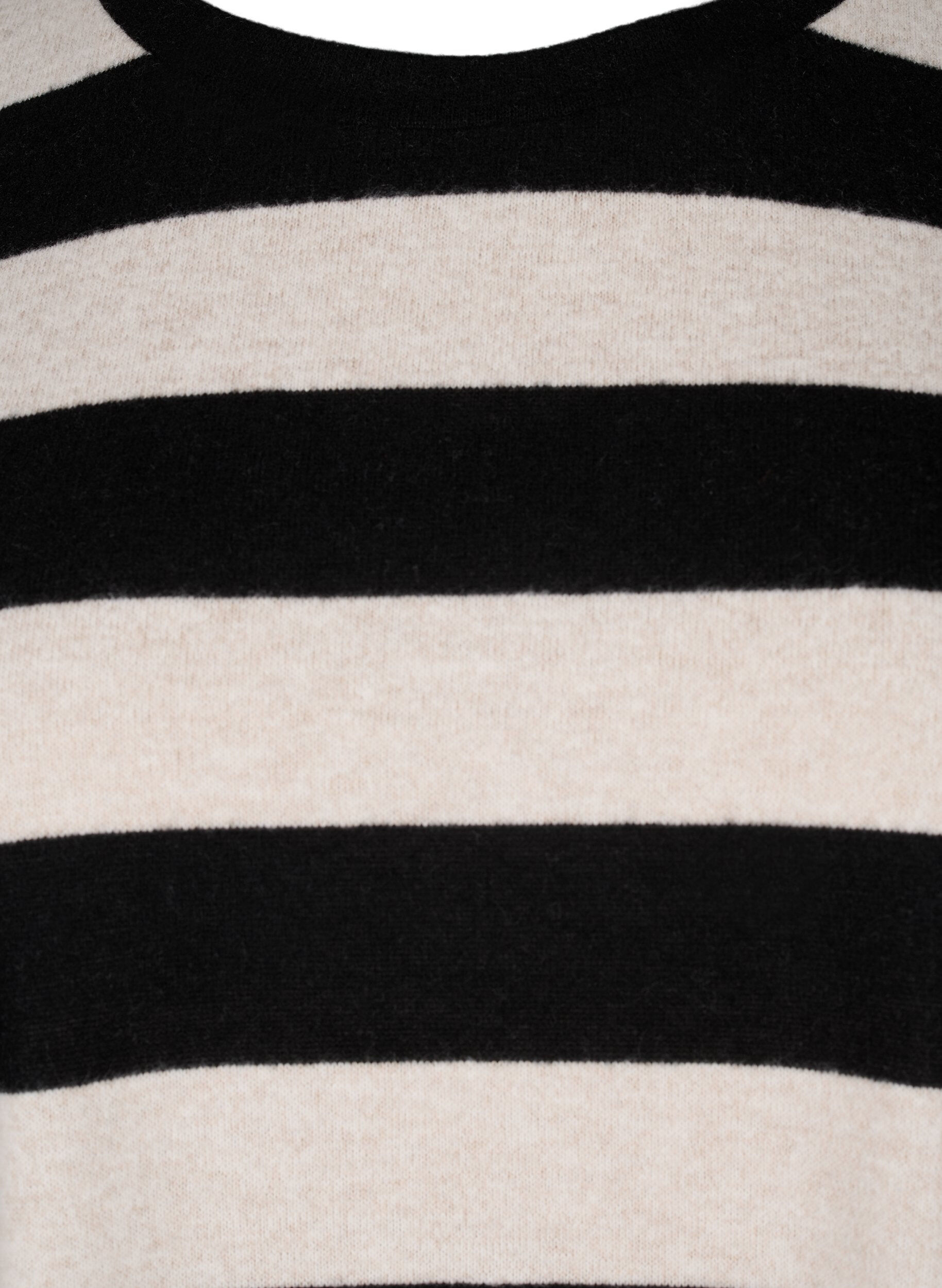 Zizzi Langermet bluse med striper, Bl. Beige Mel.Stripe, Packshot image number 2