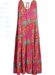 Ermel&oslash;s A-linje maxi kjole med V-hals, R&oslash;d