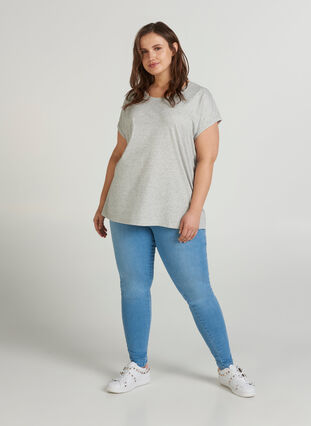 Melert T-skjorte i bomull , Light Grey Melange, Model image number 2