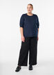 Finstrikket bluse med korte ermer, Bl&aring;, Model image number 1