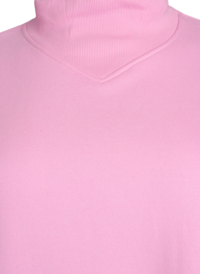 Sweatshirt med h&oslash;y hals og lange ermer, Rosa, Packshot image number 2