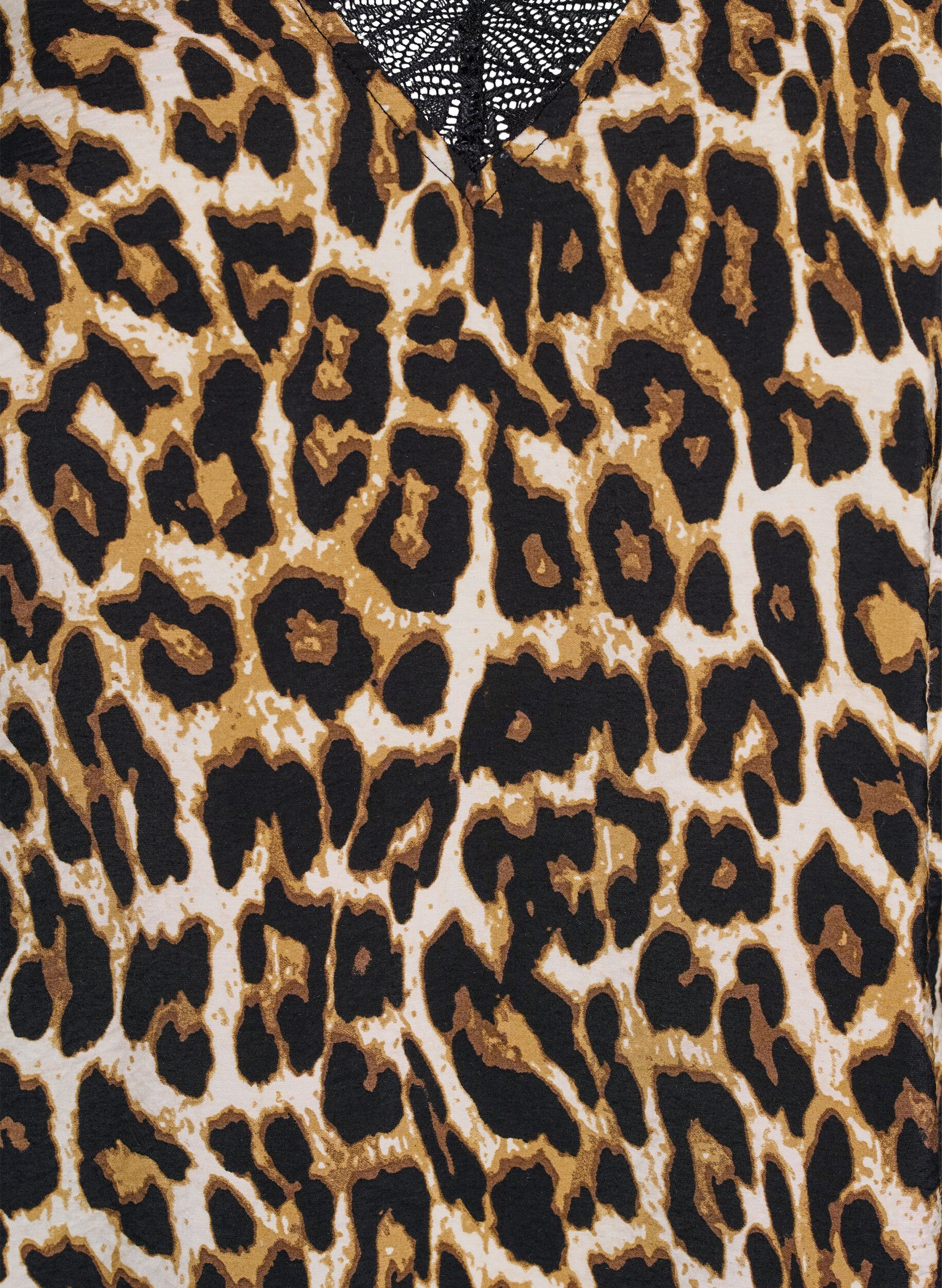 Zizzi Kortermet bluse i viskose med blondekant, Brun, Packshot image number 2