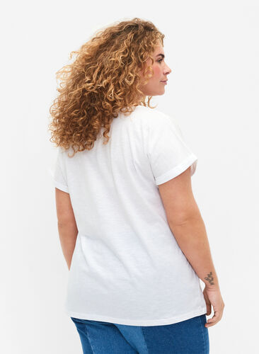 T-skjorte med trykk i økologisk bomull, Bright White, Model image number 1