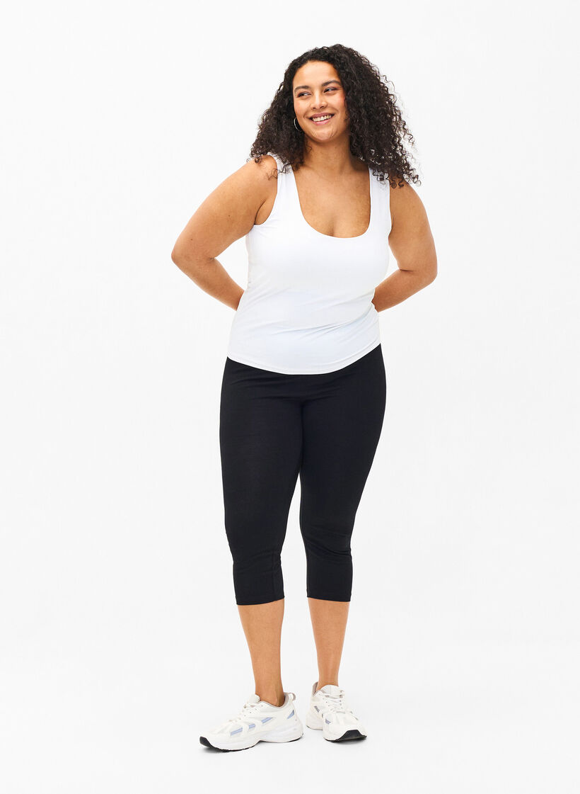 FLASH – 2-pack 3/4 tights i bomull, Svart, Model image number 1