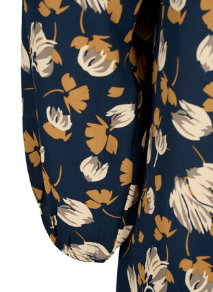 FLASH – Langermet kjole med blomstertrykk, Navy Brown Flower, Packshot image number 3
