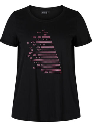 T-skjorte til trening med trykk, Black Diva Pink, Packshot image number 0