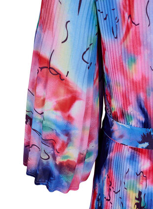 Mønstrete plissékjole med knyting, Lavender Space AOP, Packshot image number 3