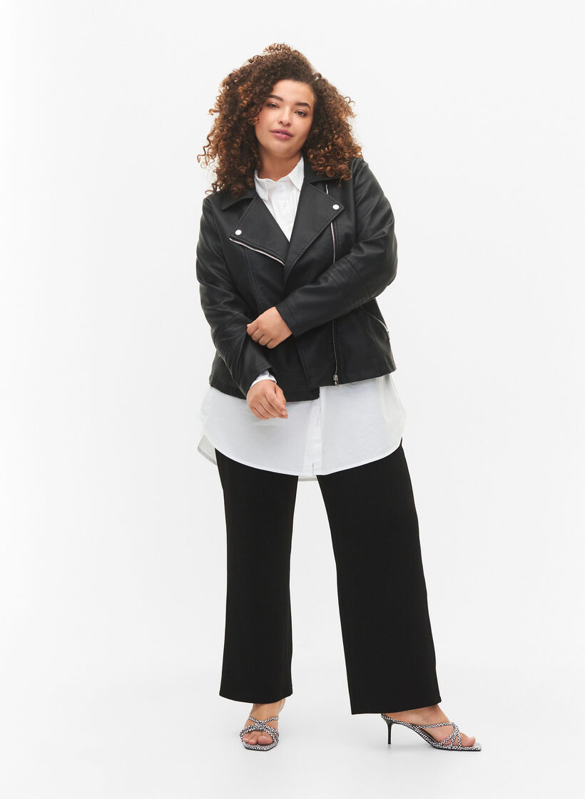 Biker jakke i imitert skinn, Black, Model