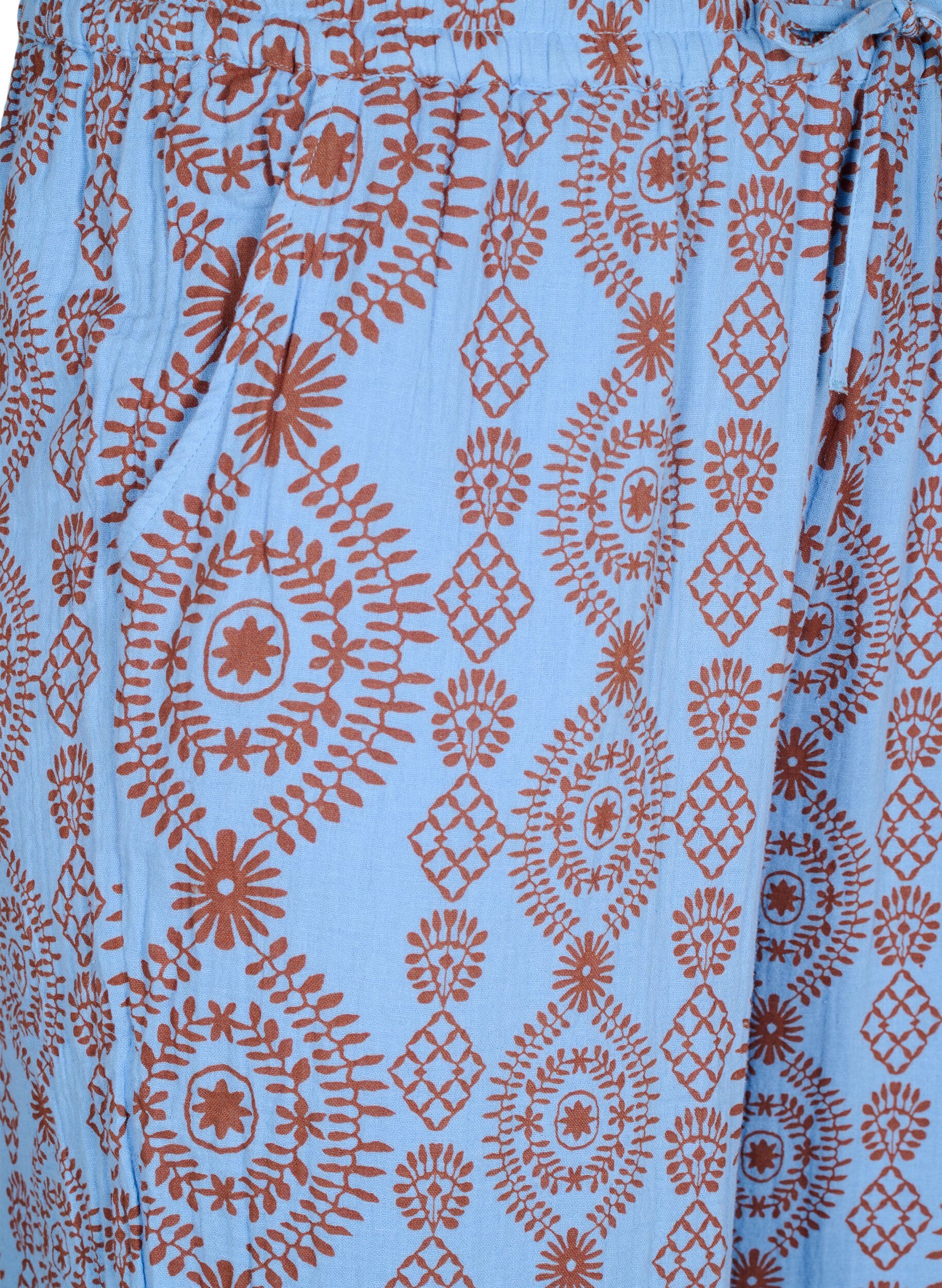 Zizzi L&oslash;se bukser i bomullsmuslin med polka dots, Bl&aring;, Packshot image number 2