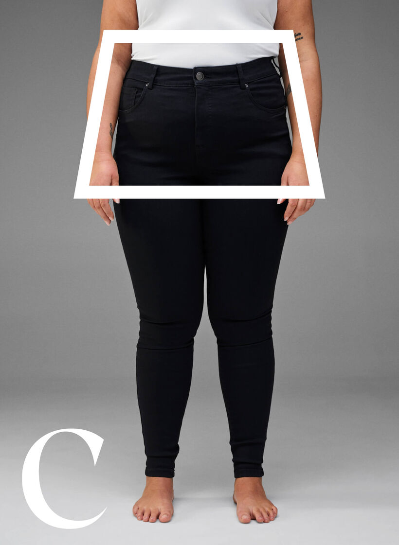 Supersmale jeans med høy midje, Black, Model