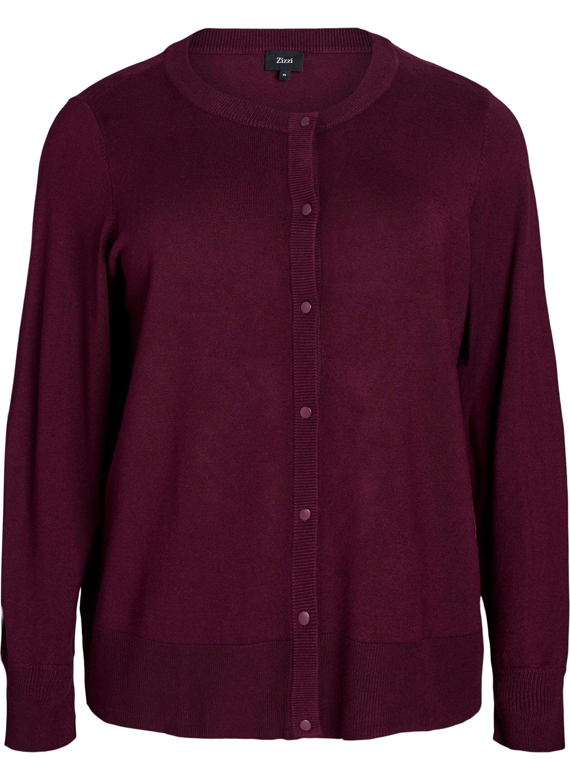 Strikkecardigan med rund hals og knapper