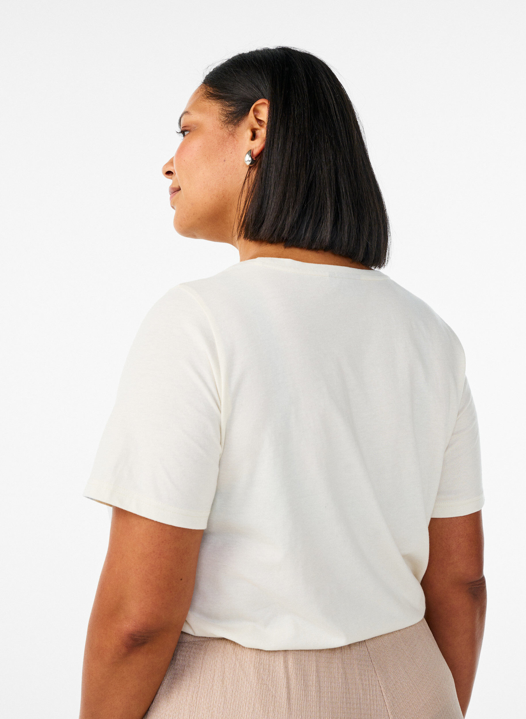 Zizzi T-skjorte med trykk, Vanilje, Model image number 2