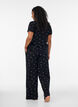 Pyjamabukser med ribbet tekstur og blomstertrykk, Svart, Model image number 2