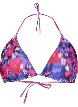 Trekantet bikini-BH med trykk, Pink Flower AOP, Packshot image number 0
