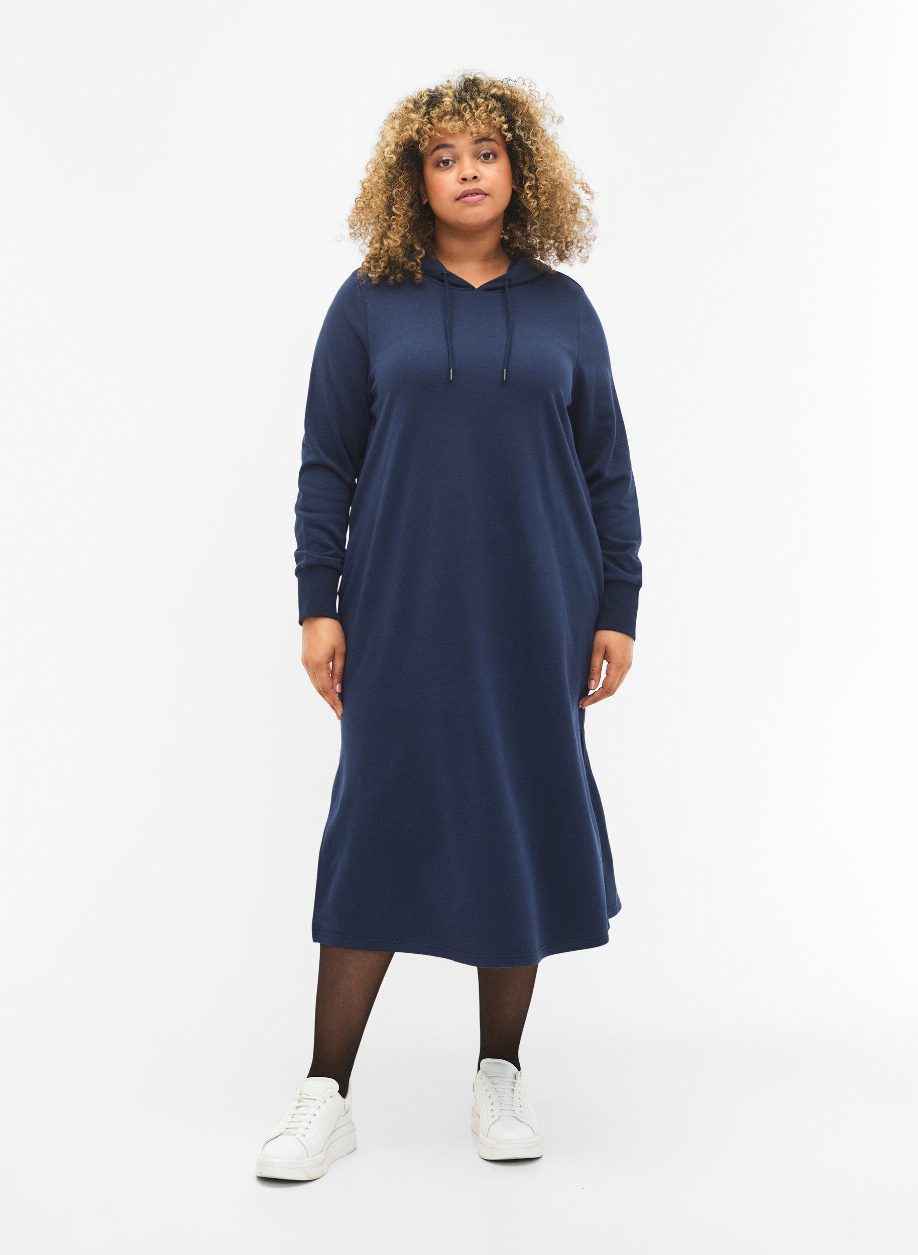 Zizzi Genserkjole med hette, Dress Blues, Model image number 0