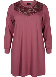 Kort joggekjole med blondedetaljer, Rose Brown