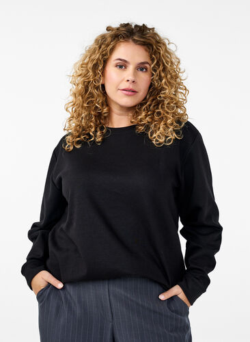 Zizzi FLASH - Genser med crewneck, Svart, Model image number 0
