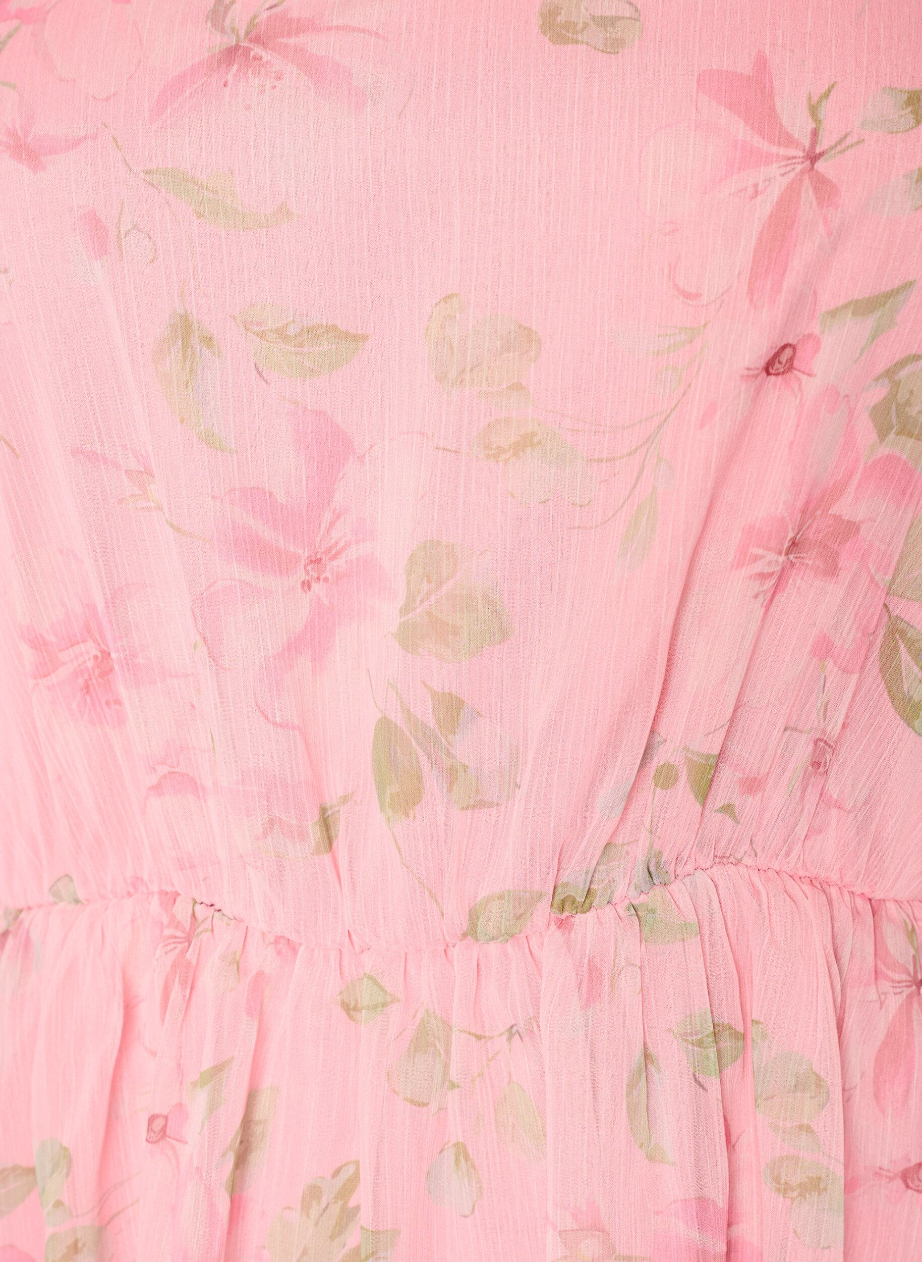 ZizziChiffon festkjole med lange ermer, Rosa, Packshot image number 2