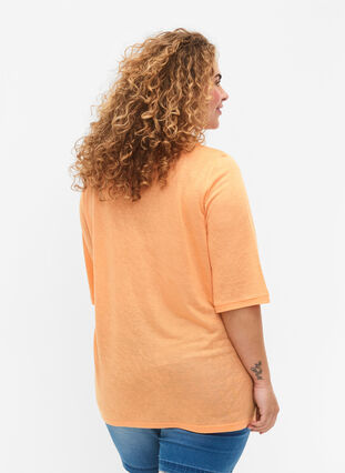 Bluse med 3/4-ermer, Mock Orange, Model image number 1