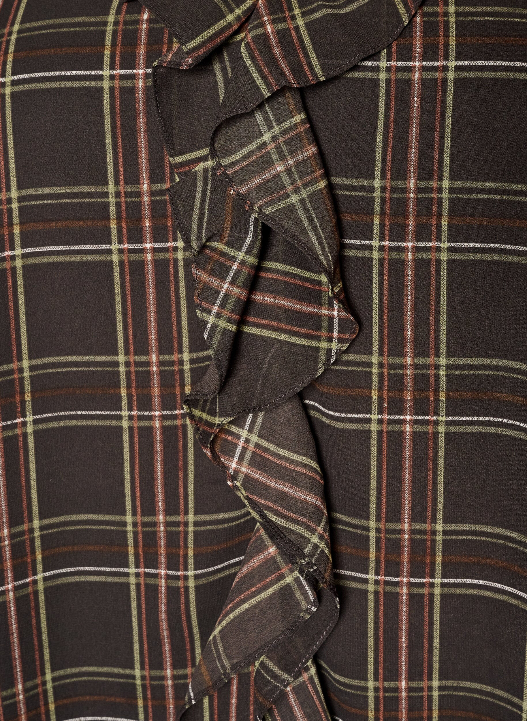 ZizziBluse med rutete og rysje detaljer, Gr&oslash;nn, Packshot image number 2