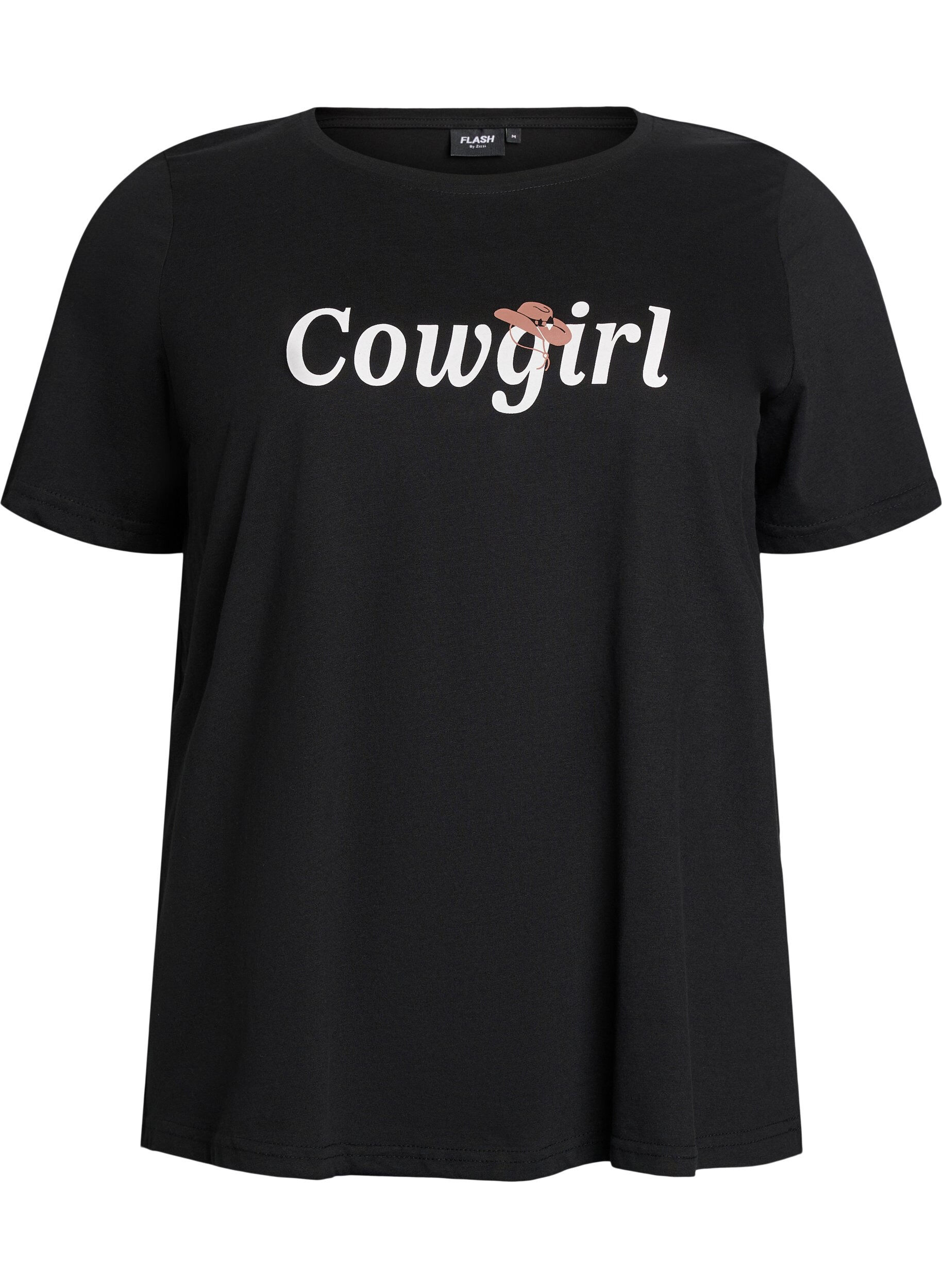 Zizzi T-skjorte med trykk, Svart, Packshot image number 0