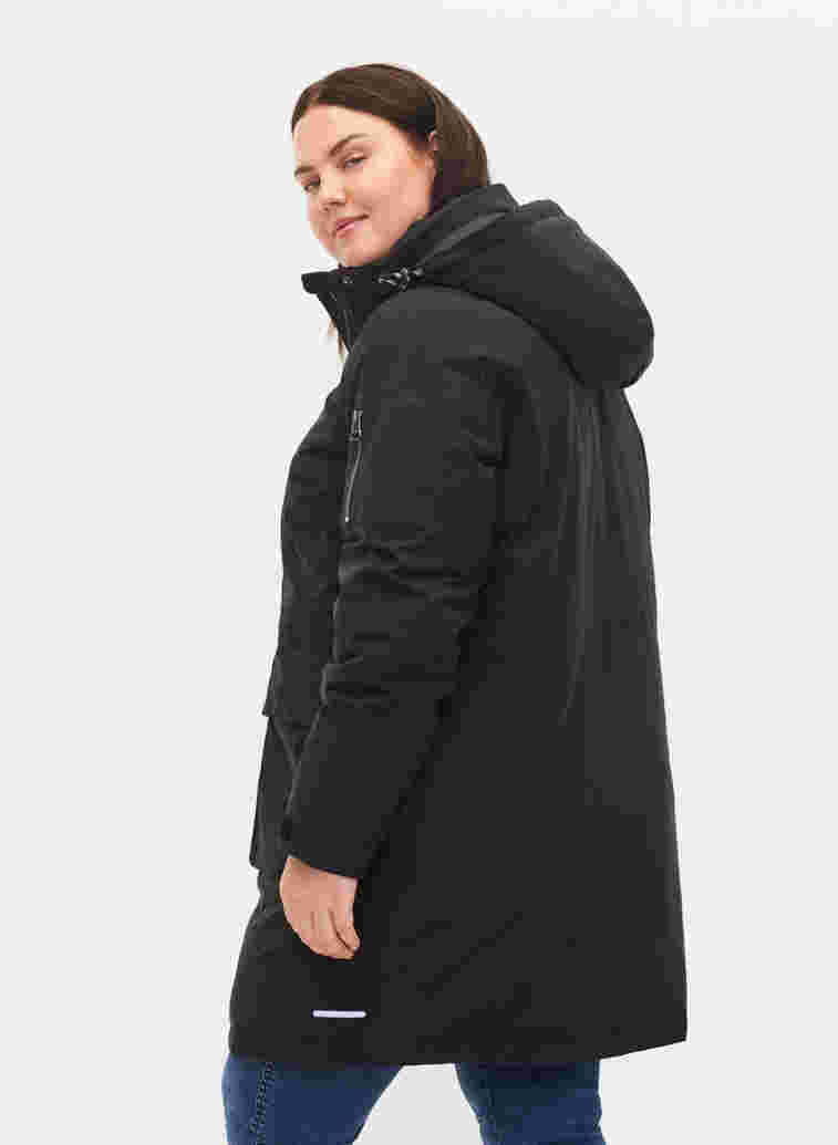 Vinterjakke med lommer og refleksdetaljer, Black, Model