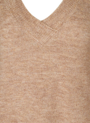 Melert oversized strikkegenser med ull, Light Brown Mel. , Packshot image number 2