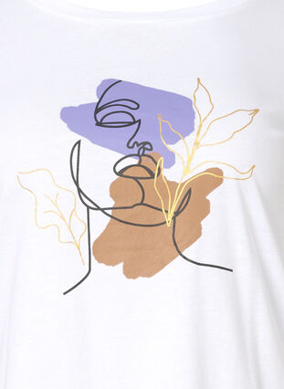 T-skjorte i bomull med rund hals og trykk, Bright White FACE, Packshot image number 2