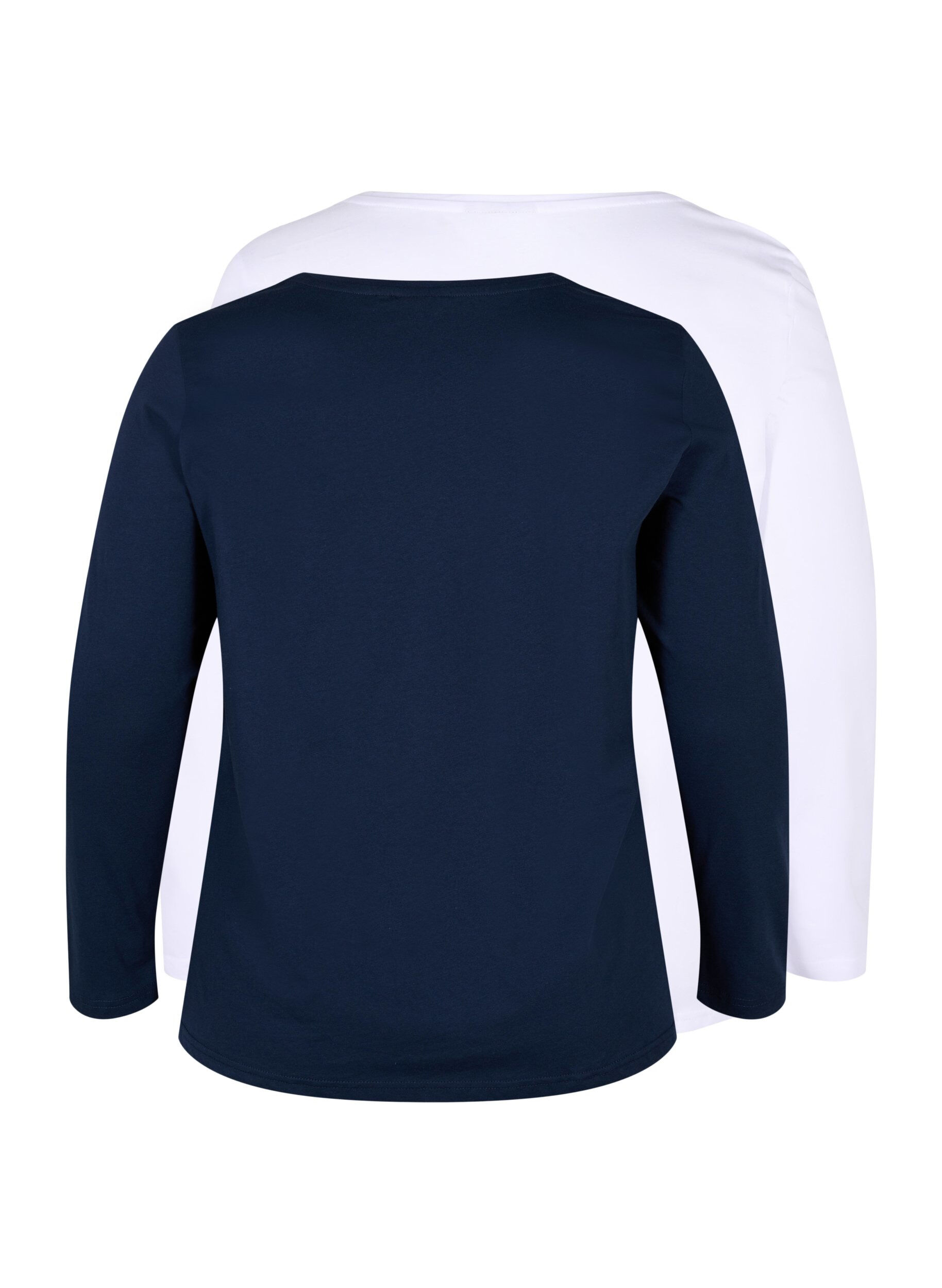 Zizzi Basisgenser i bomull, 2 stk., Navy B/B White, Packshot image number 1