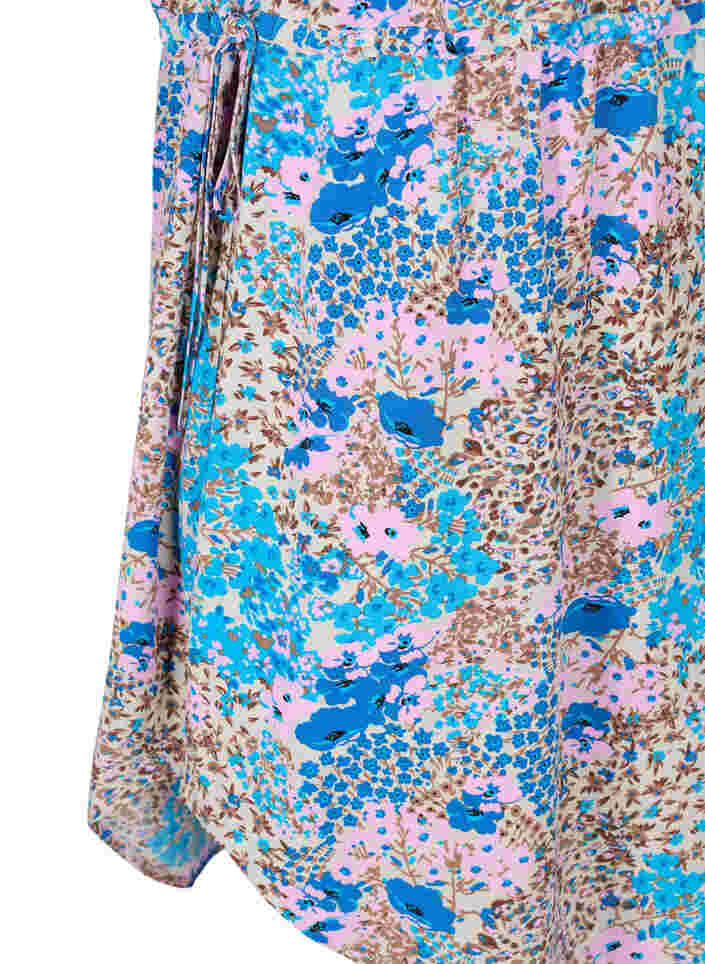 Mønstrete kjole med snøredetaljer, Blue Rose Flower, Packshot image number 3