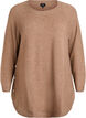 Lang strikkebluse med kuleknapper, Brun, Packshot image number 0