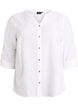 Bluse i bomull med V-hals, Hvit, Packshot image number 0