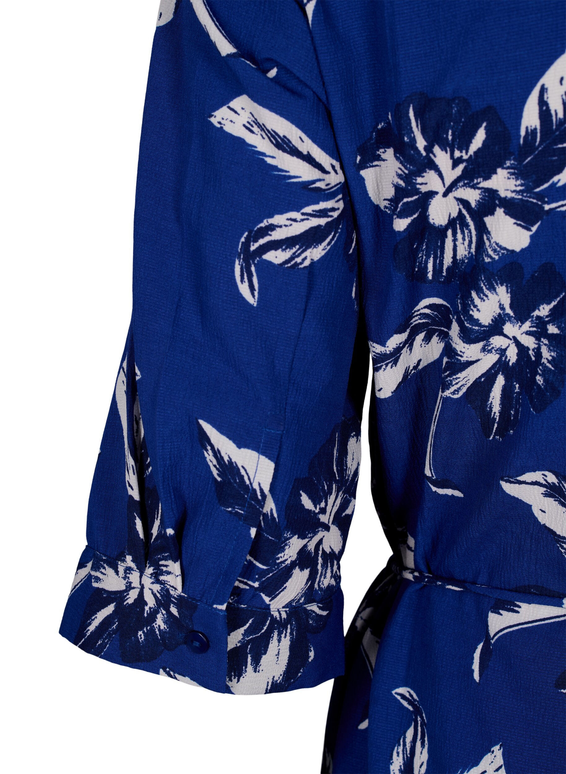 Zizzi FLASH - Skjortekjole med blomstertrykk, Navy Blazer Flower, Packshot image number 3