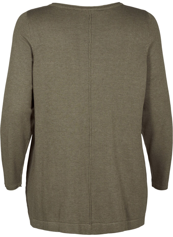 Strikket bluse i bomull og viskoseblanding, Grønn, Packshot image number 1