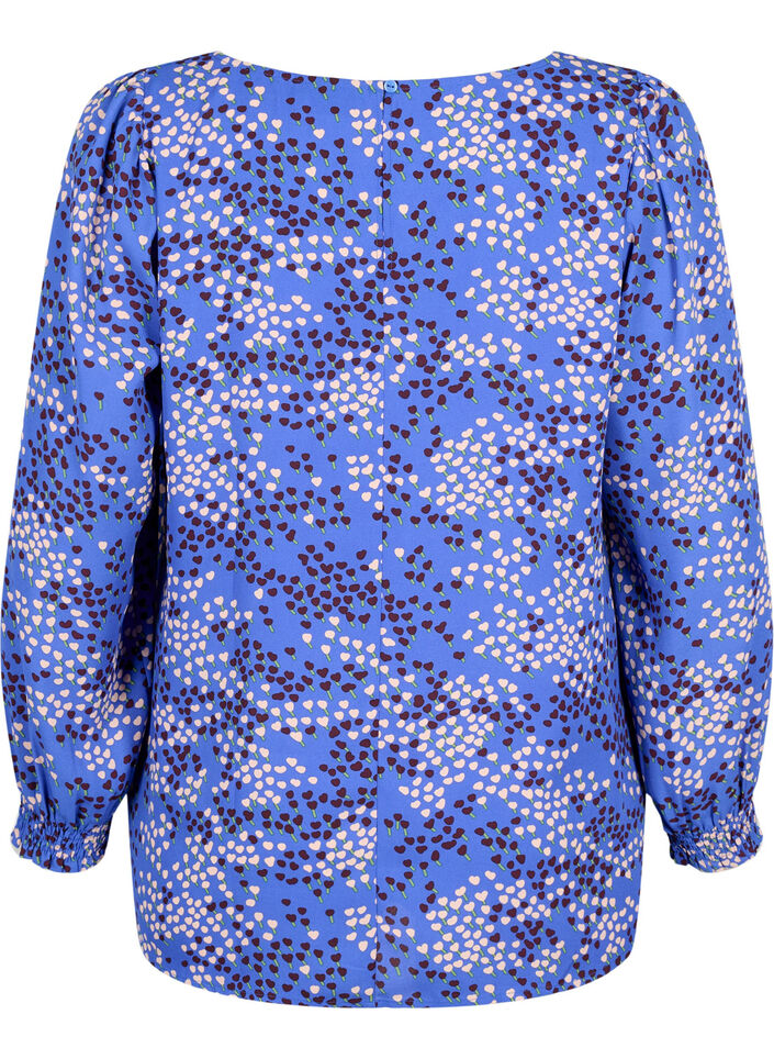 FLASH - Bluse med lange ermer og trykk	, Dazzling Blue AOP, Packshot image number 1