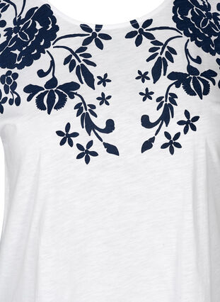 T-skjorte med pring, Bright White W. mood indigo, Packshot image number 2