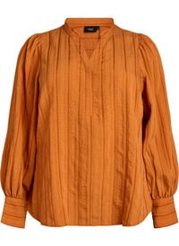 Bluse med vertikale striper, Orange Bluse med vertikale striper