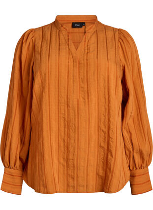 Zizzi Bluse med vertikale striper, Orange, Packshot image number 0