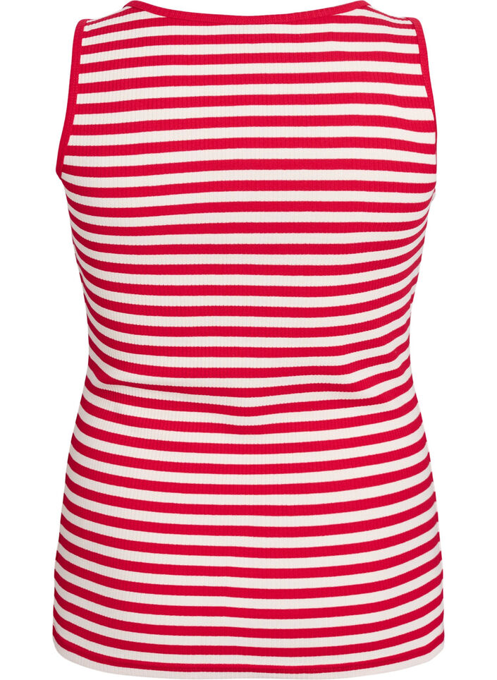 Stripete ribbestrikket singlet, R&oslash;d, Packshot image number 1