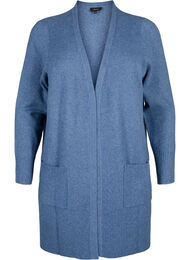 Ribbestrikket cardigan med lommer, Bering S. White Mel.