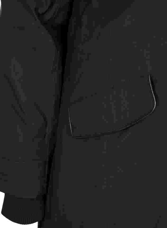 Vanntett vinterjakke med hette og lommer, Black, Packshot image number 3