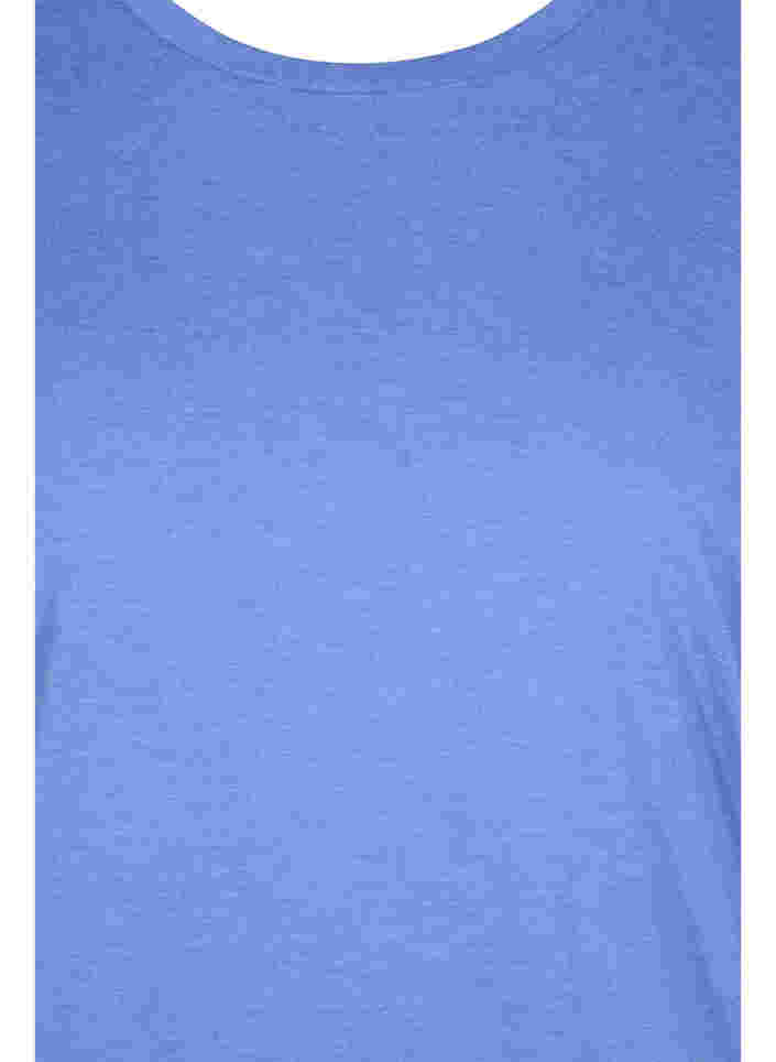 Ensfarget bluse med 3/4-ermer, Ultramarine Mel, Packshot image number 2