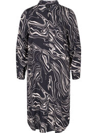 Skjortekjole i viskose med mønster, Black Swirl AOP