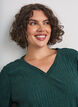 Bluse med b&oslash;lget tekstur og ballongfasong, Gr&oslash;nn, Model image number 3