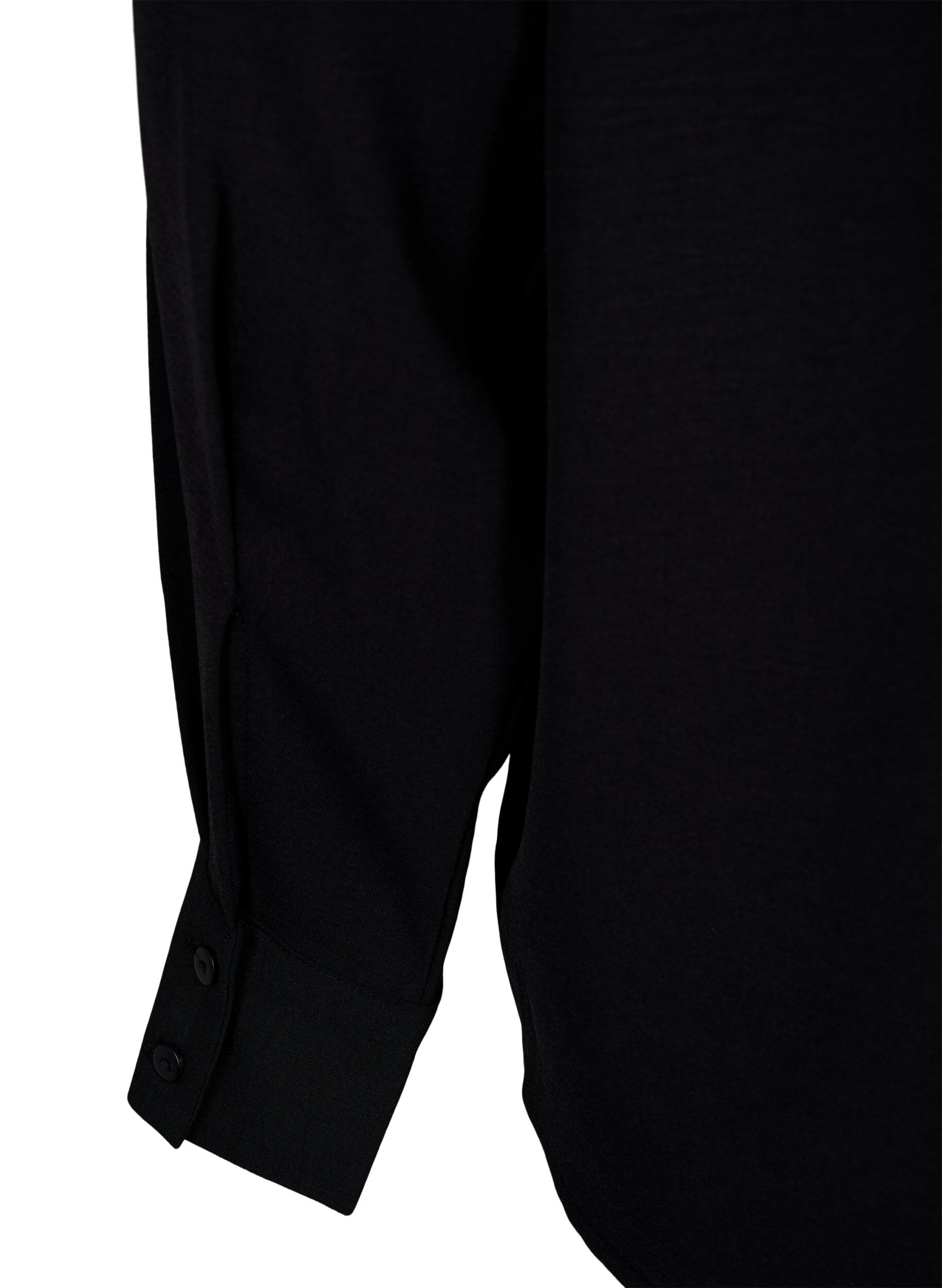 Zizzi Bluse med blondedetaljer, Black, Packshot image number 3